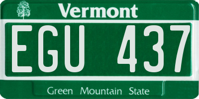 VT license plate EGU437