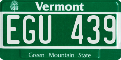 VT license plate EGU439
