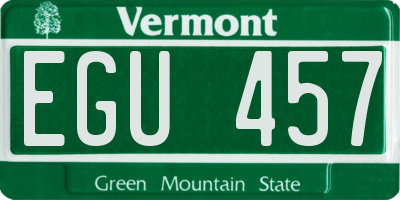 VT license plate EGU457