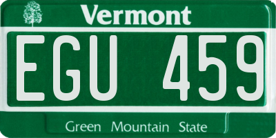 VT license plate EGU459