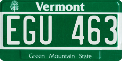 VT license plate EGU463