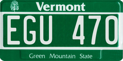 VT license plate EGU470