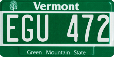 VT license plate EGU472