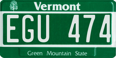 VT license plate EGU474