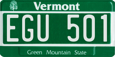 VT license plate EGU501