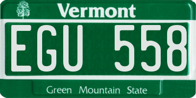 VT license plate EGU558