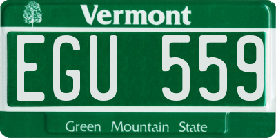 VT license plate EGU559
