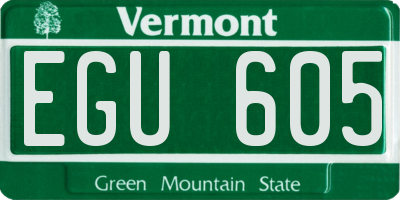 VT license plate EGU605