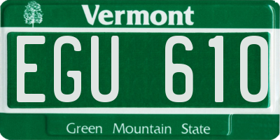 VT license plate EGU610