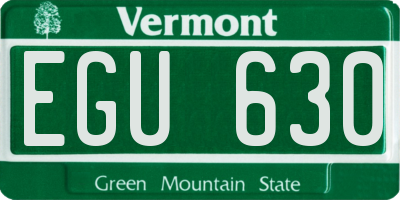VT license plate EGU630