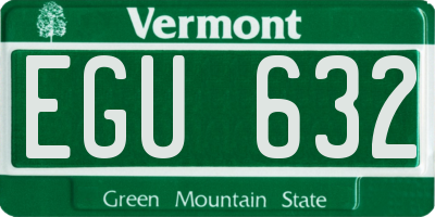 VT license plate EGU632