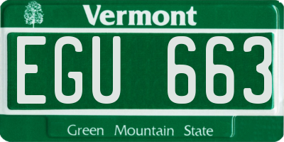 VT license plate EGU663
