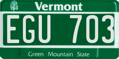 VT license plate EGU703