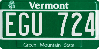 VT license plate EGU724