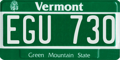 VT license plate EGU730