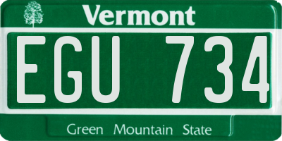 VT license plate EGU734