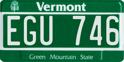 VT license plate EGU746
