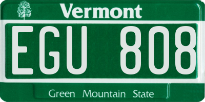 VT license plate EGU808