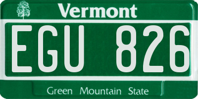 VT license plate EGU826