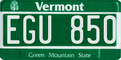 VT license plate EGU850