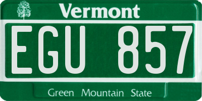VT license plate EGU857