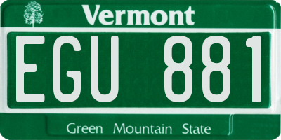 VT license plate EGU881