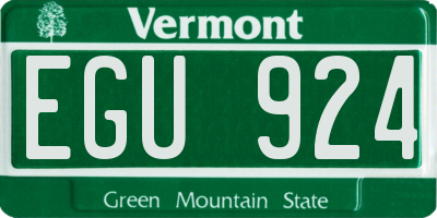 VT license plate EGU924