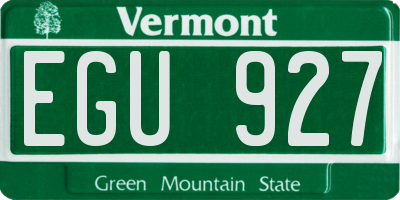 VT license plate EGU927
