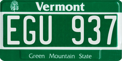 VT license plate EGU937
