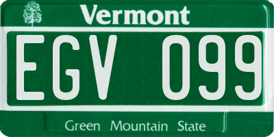 VT license plate EGV099