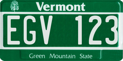 VT license plate EGV123