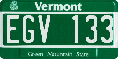 VT license plate EGV133