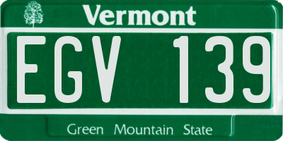 VT license plate EGV139