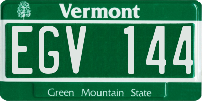 VT license plate EGV144