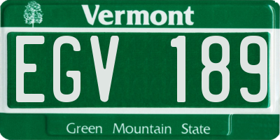 VT license plate EGV189