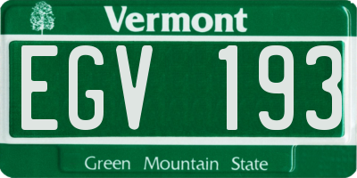VT license plate EGV193