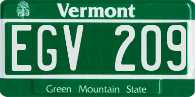 VT license plate EGV209