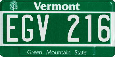 VT license plate EGV216
