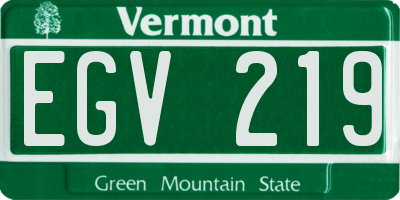 VT license plate EGV219