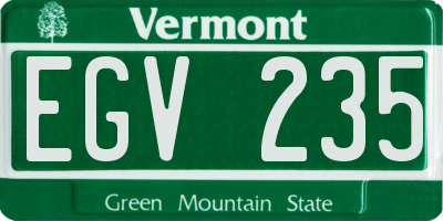 VT license plate EGV235