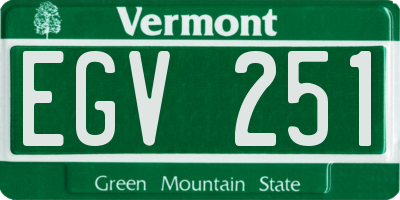 VT license plate EGV251