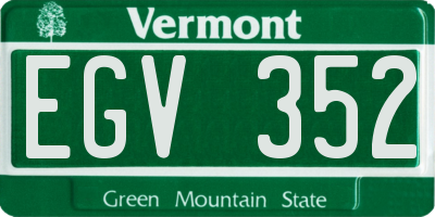VT license plate EGV352