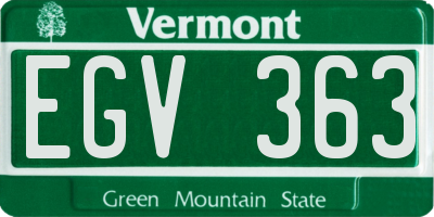 VT license plate EGV363