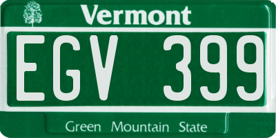 VT license plate EGV399