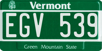 VT license plate EGV539