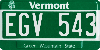 VT license plate EGV543