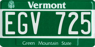 VT license plate EGV725