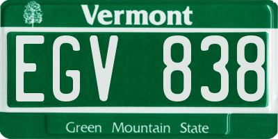 VT license plate EGV838