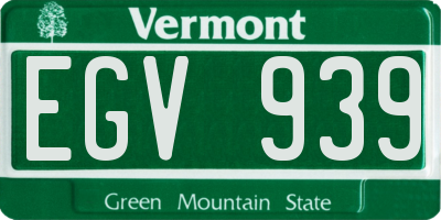 VT license plate EGV939