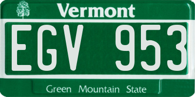 VT license plate EGV953